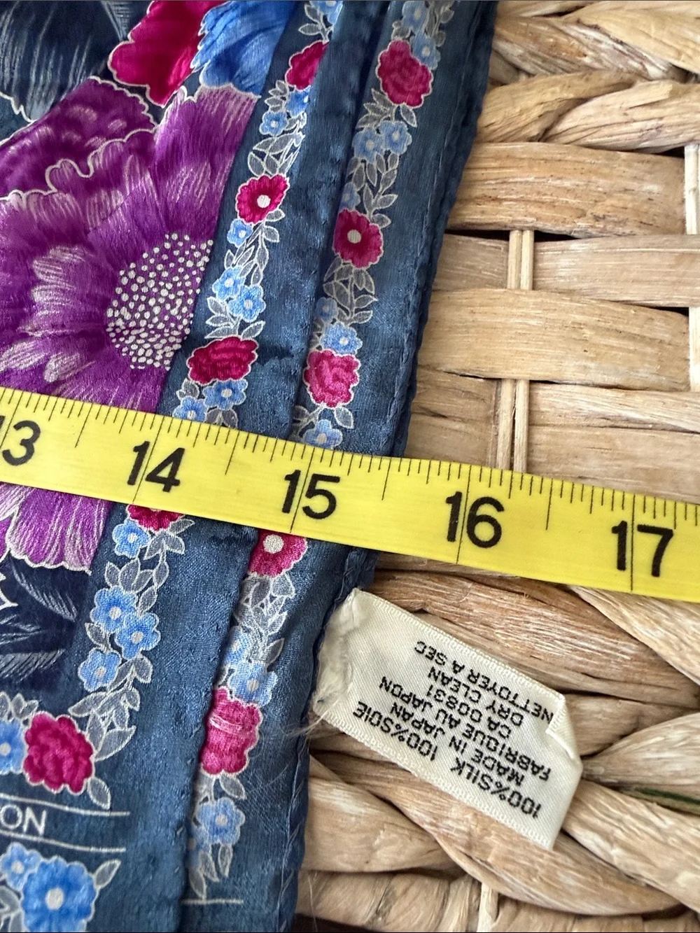 Albert Nipon Floral Border Scarf in Purple, Blue & Pink